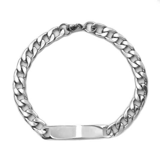 Stainless steel curb ID bracelet Dimensions: 21cm x 10mm - SSYB3540