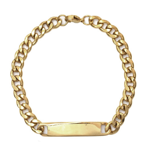 Stainless steel gold curb ID bracelet Length: 21cmWidth: 7mm - SSYB3541