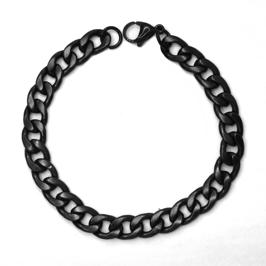 Stainless steel black curb bracelet 21cm x 8mm - SSYB3545