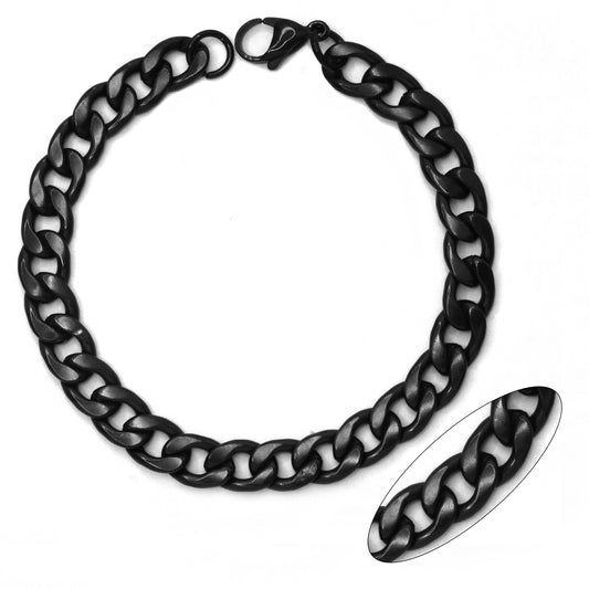 Stainless steel black curb bracelet 21cm x 8mm - SSYB3545