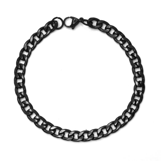 Stainless steel black curb bracelet 21cm x 6mm - SSYB3546