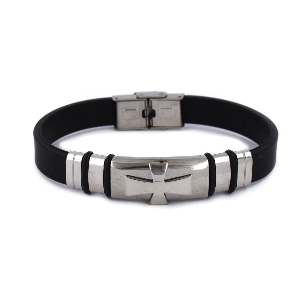 SSYB4147 - Steel & rubber cross bracelet