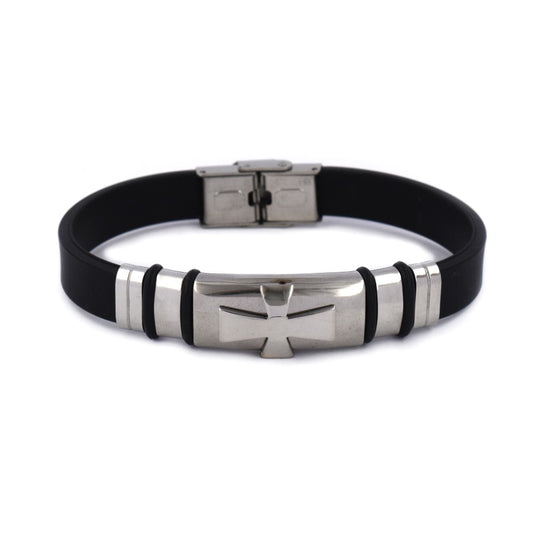 SSYB4147 - Steel & rubber cross bracelet