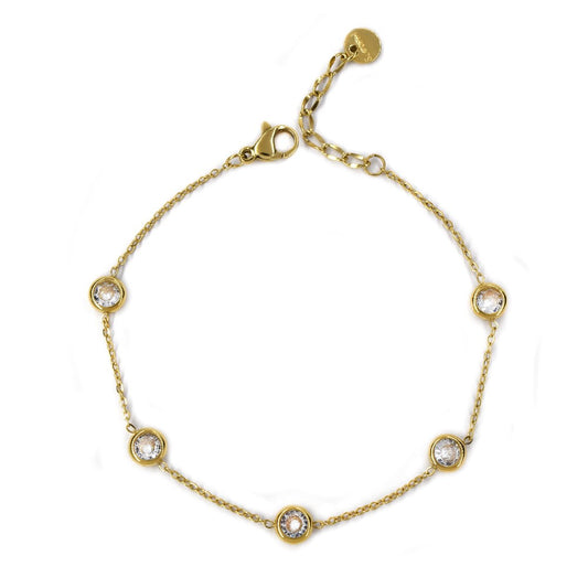 Stainless steel cubic zirconia stone bracelet - SSYB4467