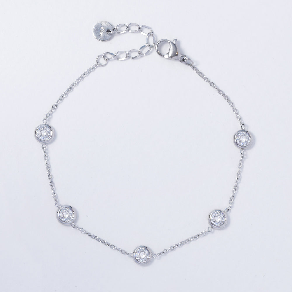 Stainless steel cubic zirconia stone bracelet