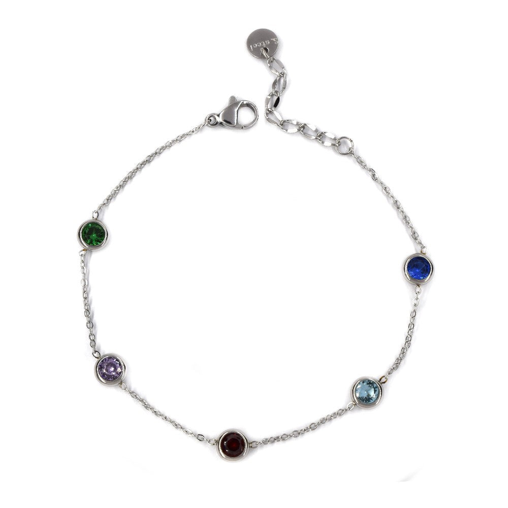 Stainless steel cubic zirconia stone bracelet