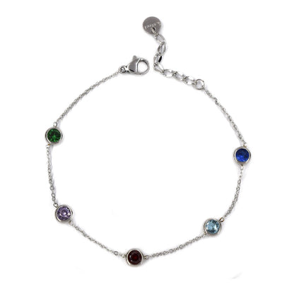 Stainless steel cubic zirconia stone bracelet