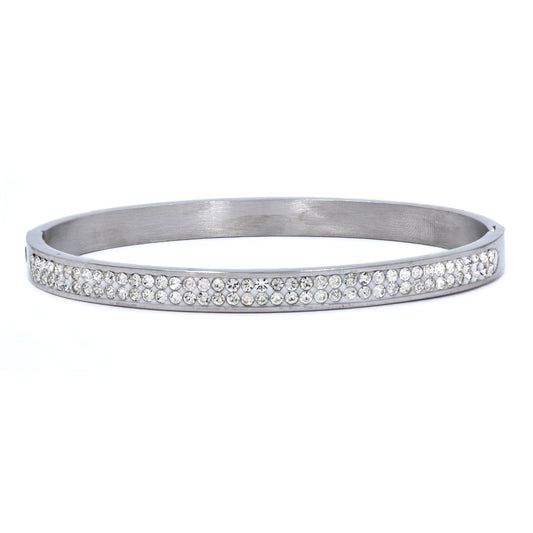 Stainless steel cubic zirconia bangle 69mm x 6mm - SSYB4525