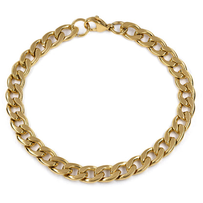Stainless steel gold curb 21cm x 7,5cm bracelet - SSYB4587