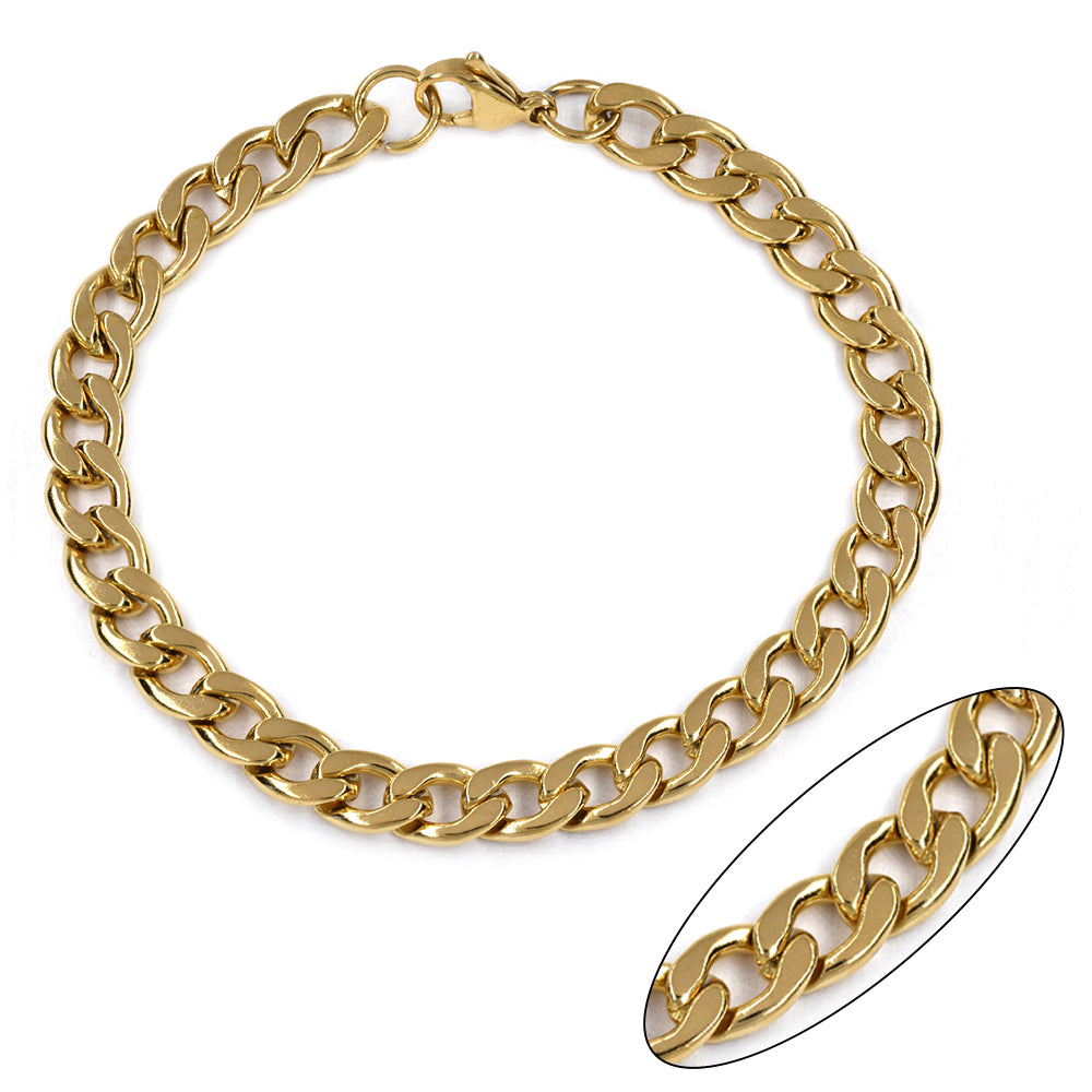 Stainless steel gold curb 21cm x 7,5cm bracelet - SSYB4587