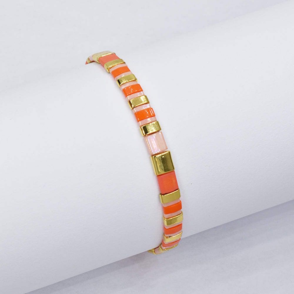 Fashion stretch colour flat bead bracelet - YB4645