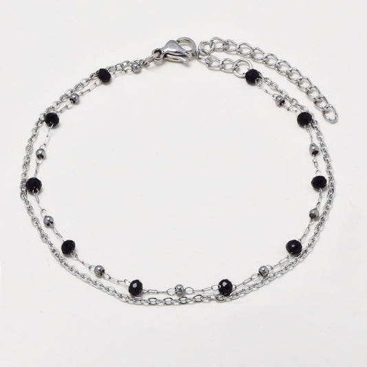 Stainless steel 2 row beaded bracelet - SSYB4725A