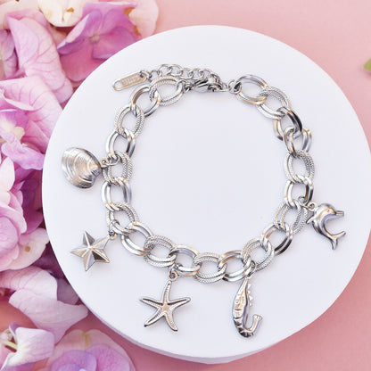 Stainless steel sea life charm bracelet - SSYB4726