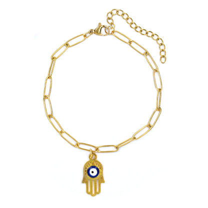 Stainless steel Fatima hand bracelet with evil eye - SSYB4729