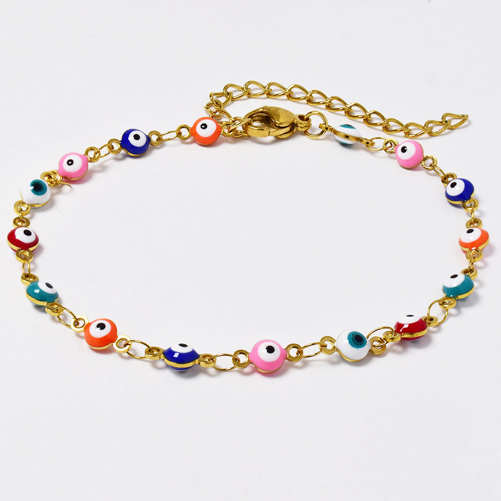 Stainless steel Evil eye multi colour bracelet