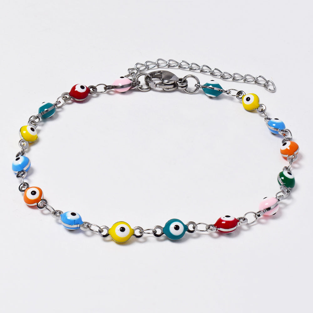 Stainless steel Evil eye multi colour bracelet