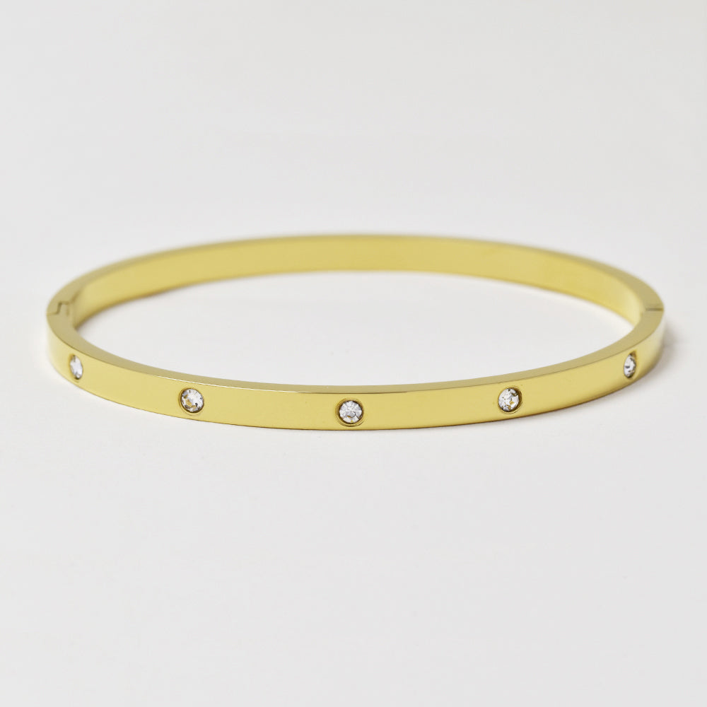 Stainless steel Swiss set crystal bangle - SSYB4836