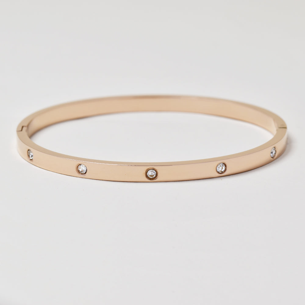Stainless steel Swiss set crystal bangle - SSYB4836
