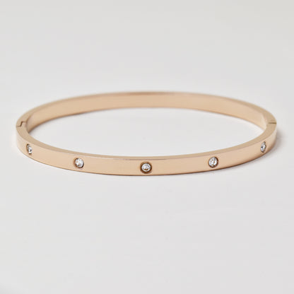 Stainless steel Swiss set crystal bangle - SSYB4836