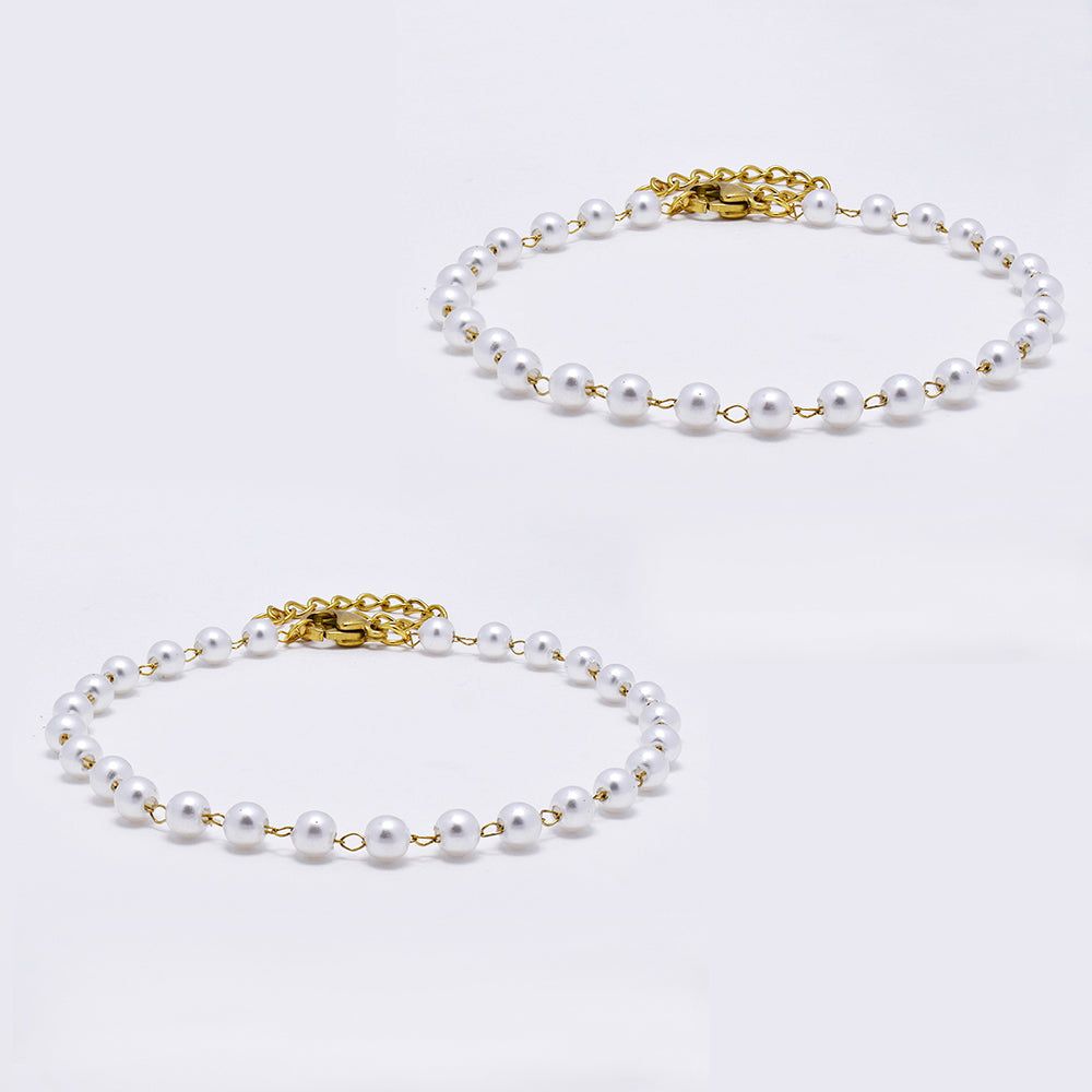 2 Pack stainless steel pearl bracelet