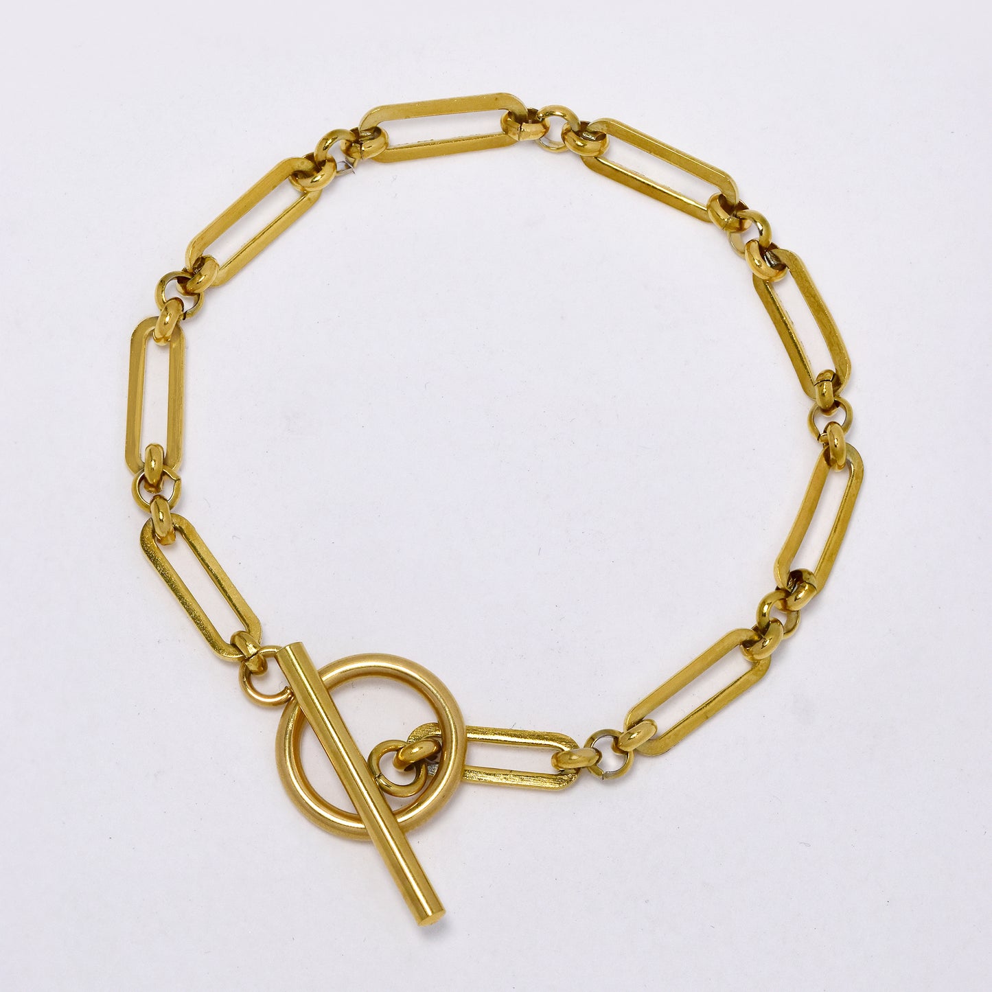 SSYB5011 - Steel 18cm x 4mm paperclip link toggle bracelet