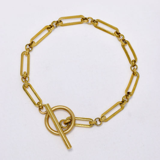 SSYB5011 - Steel 18cm x 4mm paperclip link toggle bracelet