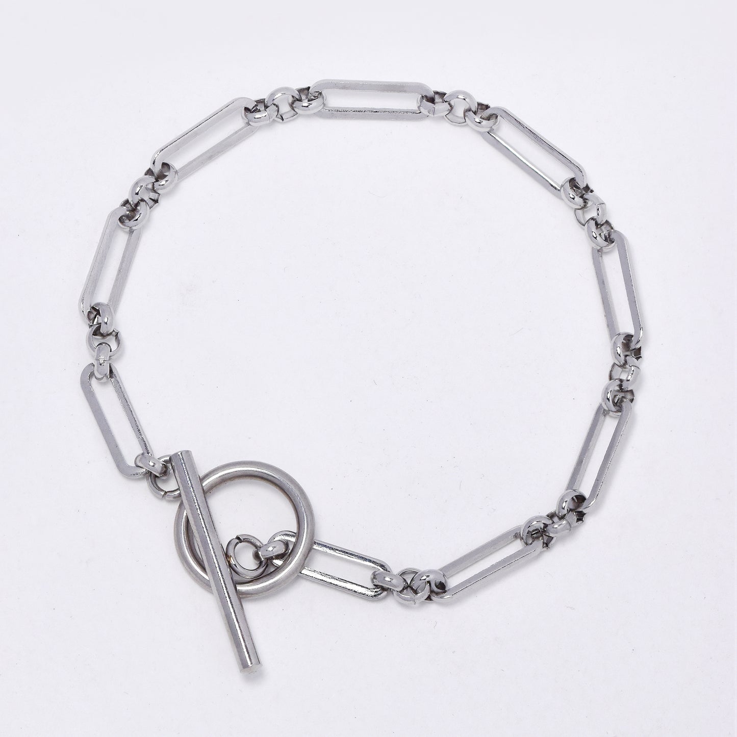 SSYB5011 - Steel 18cm x 4mm paperclip link toggle bracelet