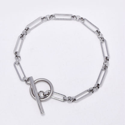 SSYB5011 - Steel 18cm x 4mm paperclip link toggle bracelet