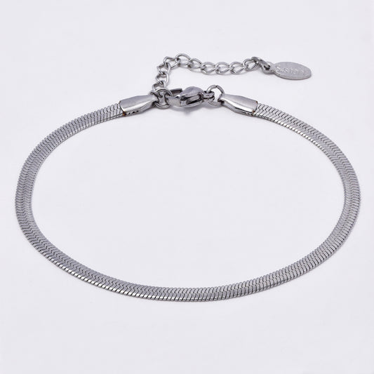Stainless steel herringbone bracelet Length: 18 + 3cm Width: 3mm - SSYB5018