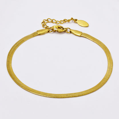 SSYB5018A - Stainless steel 16cm + 3cm x 3mm herringbone bracelet