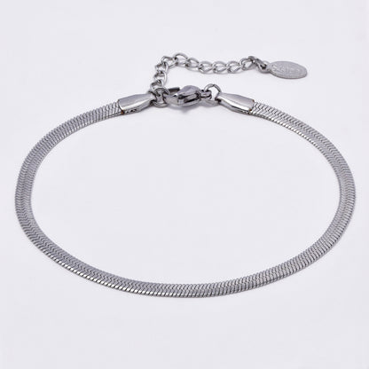 SSYB5018A - Stainless steel 16cm + 3cm x 3mm herringbone bracelet