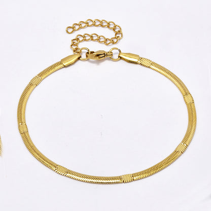 Stainless steel 3 pack herringbone bracelet with stamped section - 18+5cm - SSYB5059