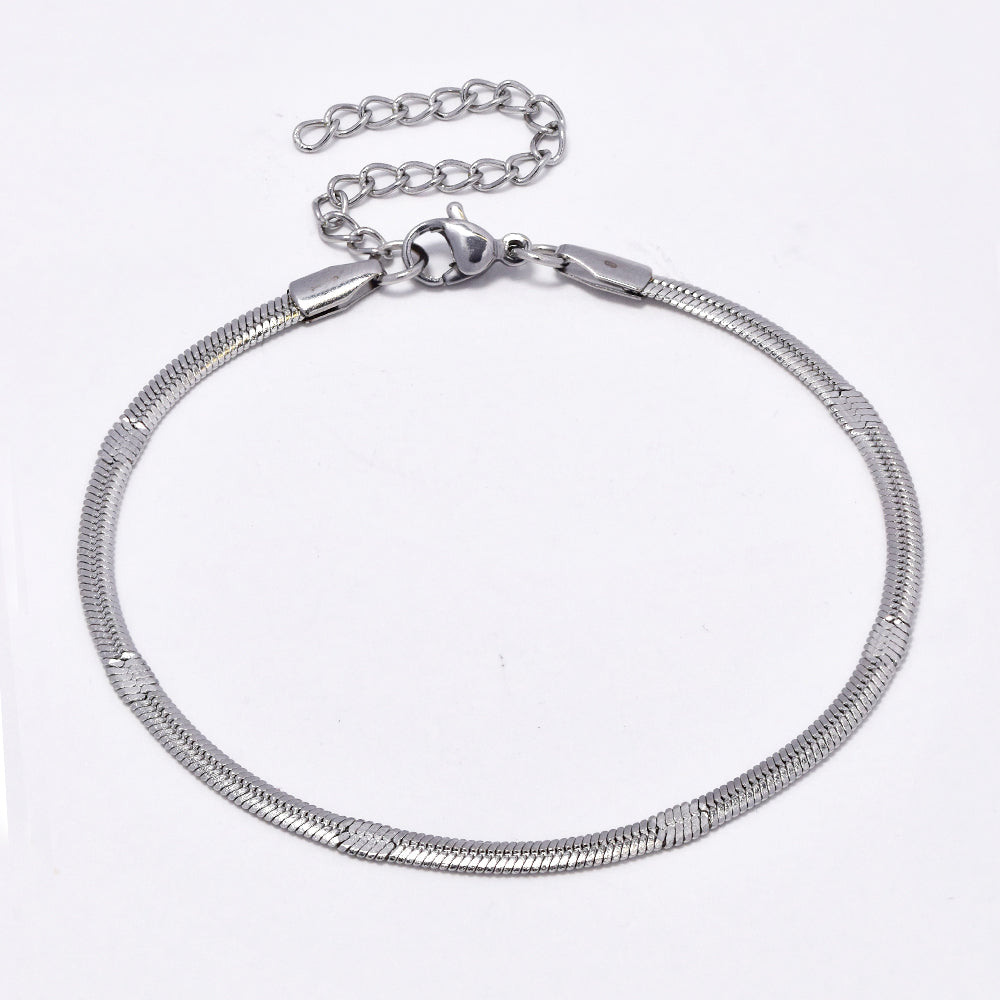 Stainless steel 3 pack herringbone bracelet with stamped section - 18+5cm - SSYB5059