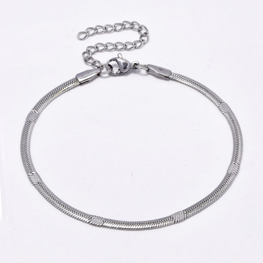 Stainless steel 3 pack herringbone bracelet with stamped section - 18+5cm - SSYB5059