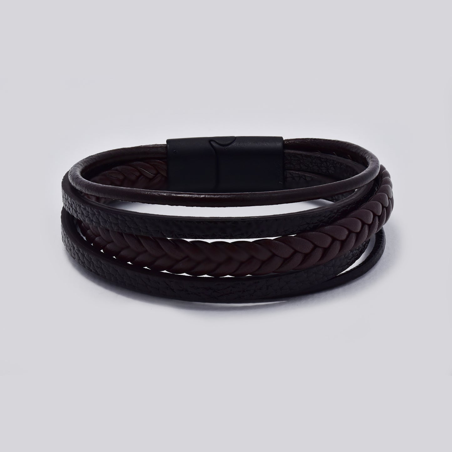 Stainless steel and leather multi strand bracelet - SSYB5474