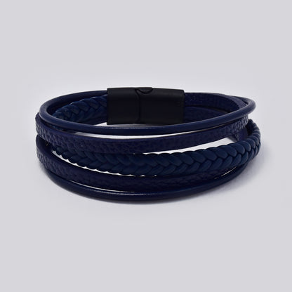 Stainless steel and leather multi strand bracelet - SSYB5474