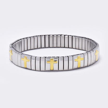Stainess steel stretch cross bracelet - SSYB5486