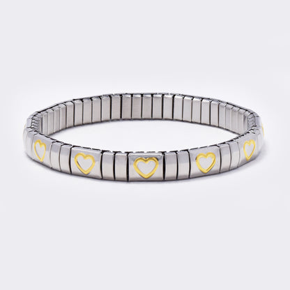 Stainless steel heart outline stretch bracelet - SSYB5488