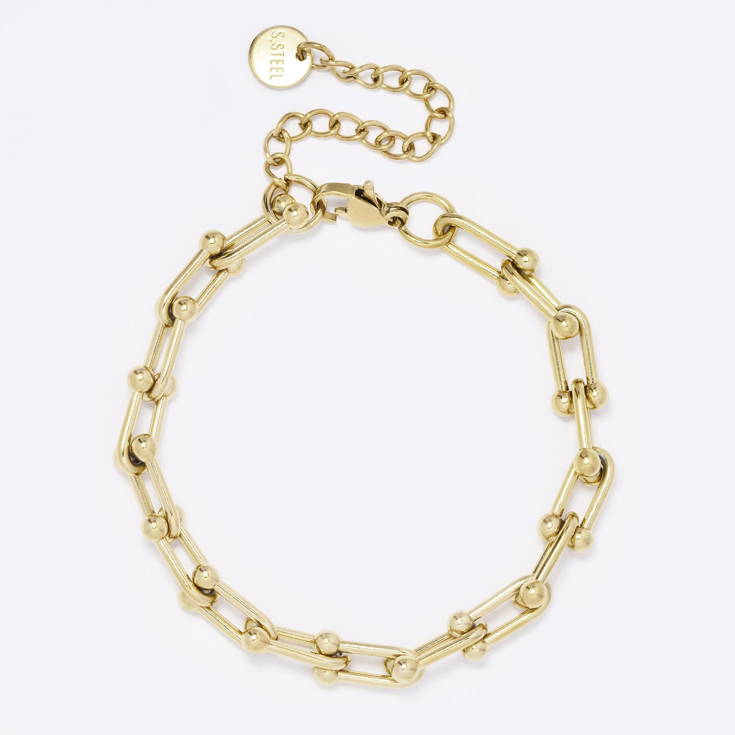 SSYB5561 - St Steel 18cm + 5cm oval bull ring link bracelet