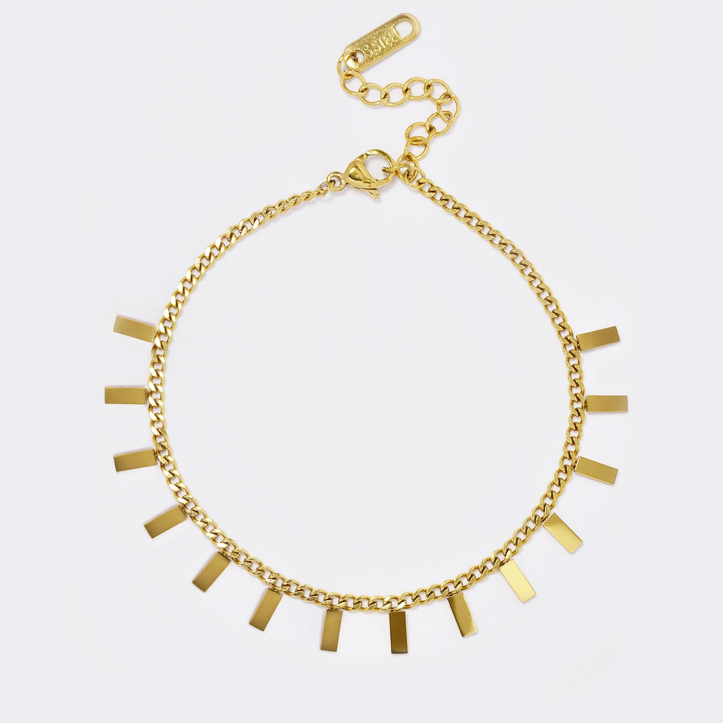 Stainless steel bar disk charm bracelet - SSYB5576