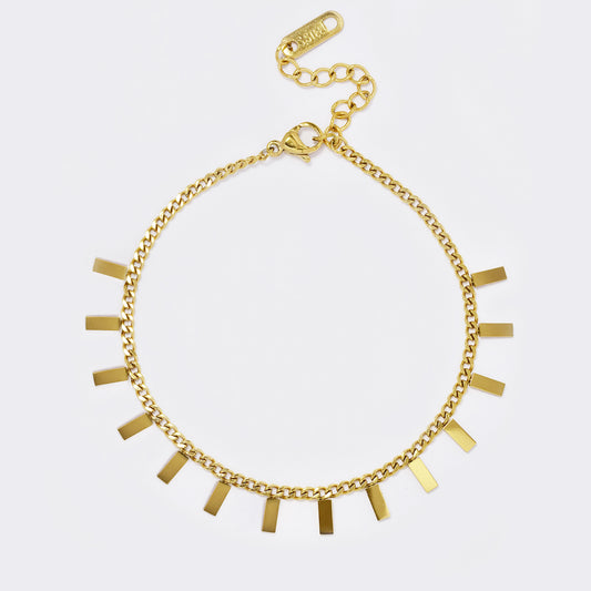 Stainless steel bar disk charm bracelet - SSYB5576