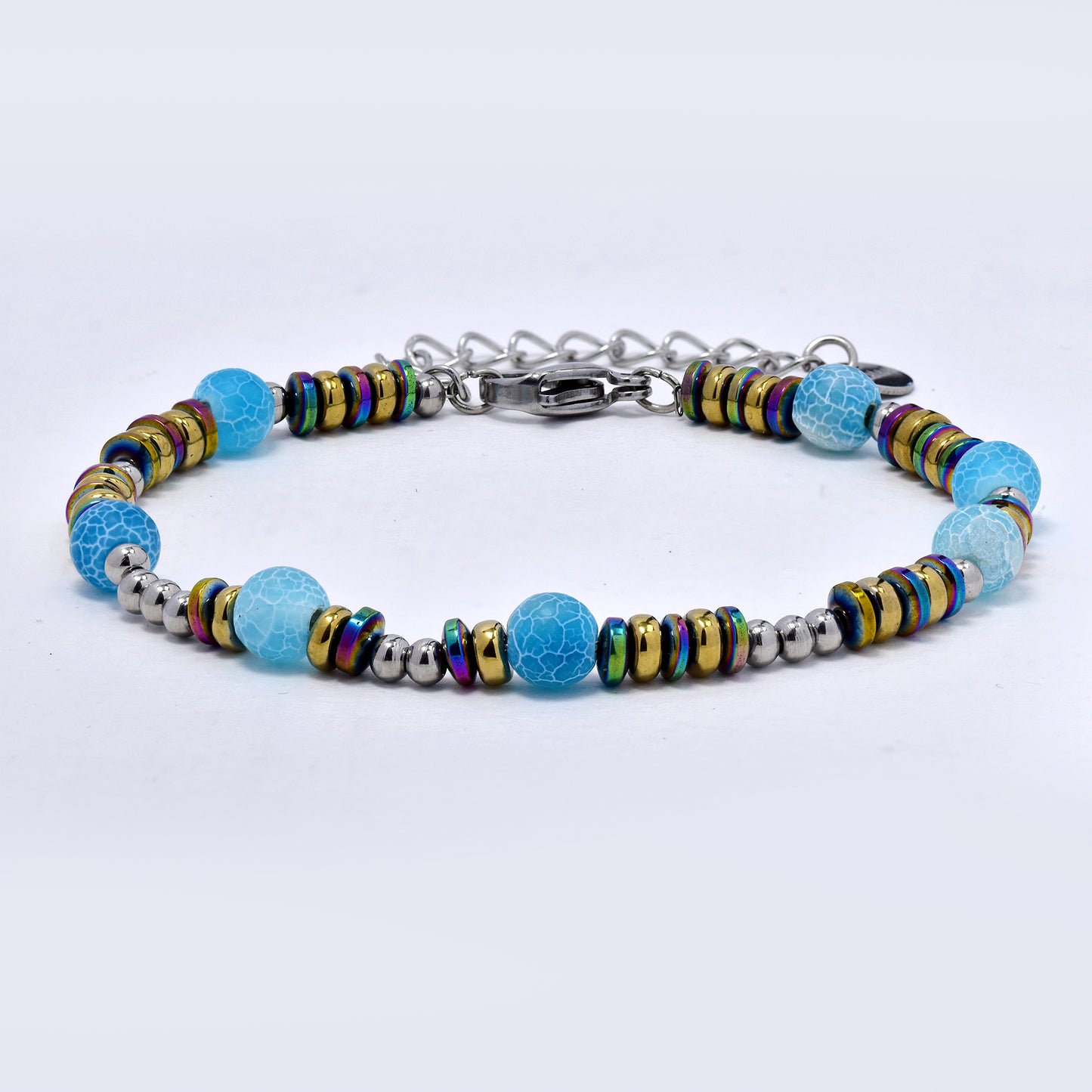 Blue and metallic colour bracelet - SSYB5597
