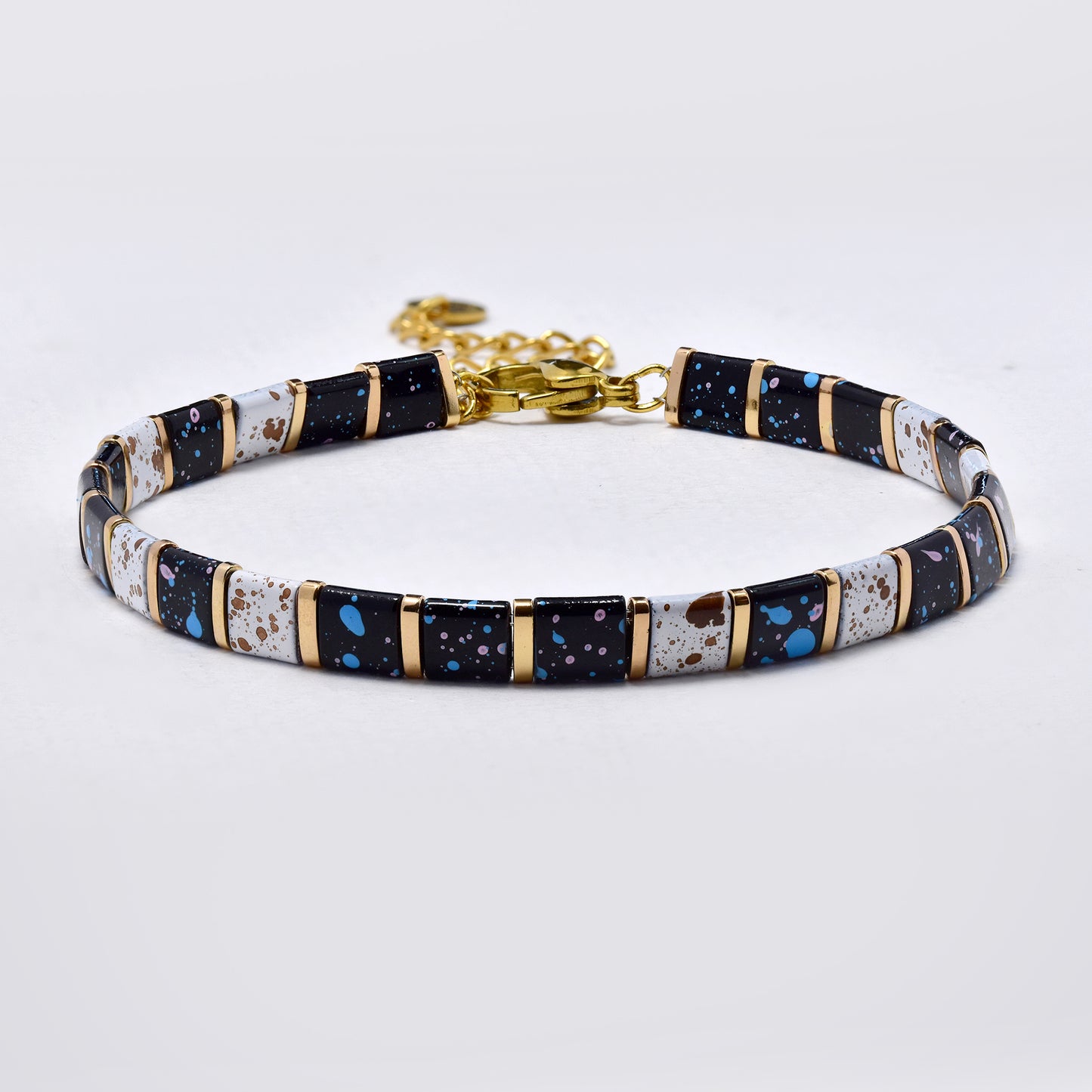 Flat speckled bead bracelet - SSYB5598