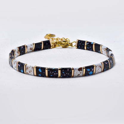 Flat speckled bead bracelet - SSYB5598