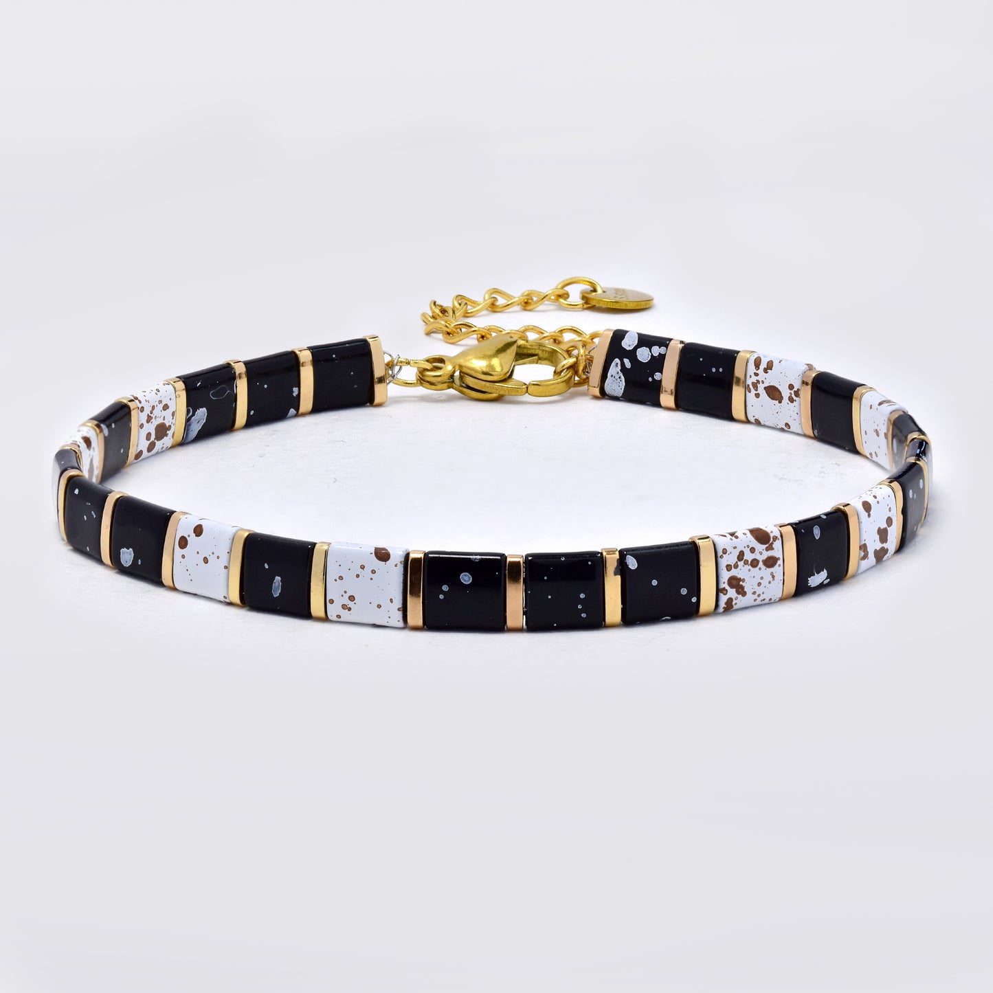 Flat speckled bead bracelet - SSYB5598