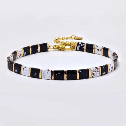 Flat speckled bead bracelet - SSYB5598