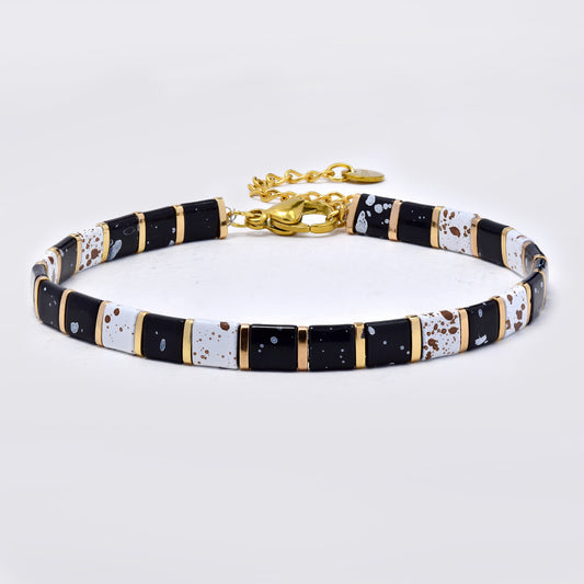 Flat speckled bead bracelet - SSYB5598