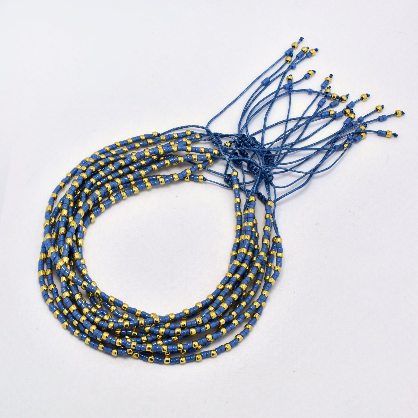 Gold and colour pull through bracelet - 10pk - SSYB5702