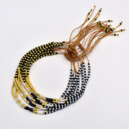 Gold and colour pull through bracelet - 10pk - SSYB5702