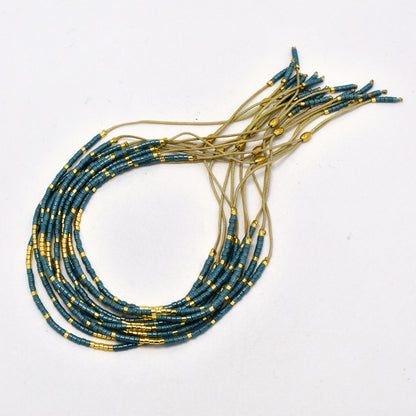 Gold and colour pull through bracelet - 10pk - SSYB5702
